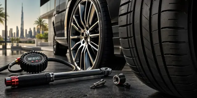 Tyre pressure and fitting tools